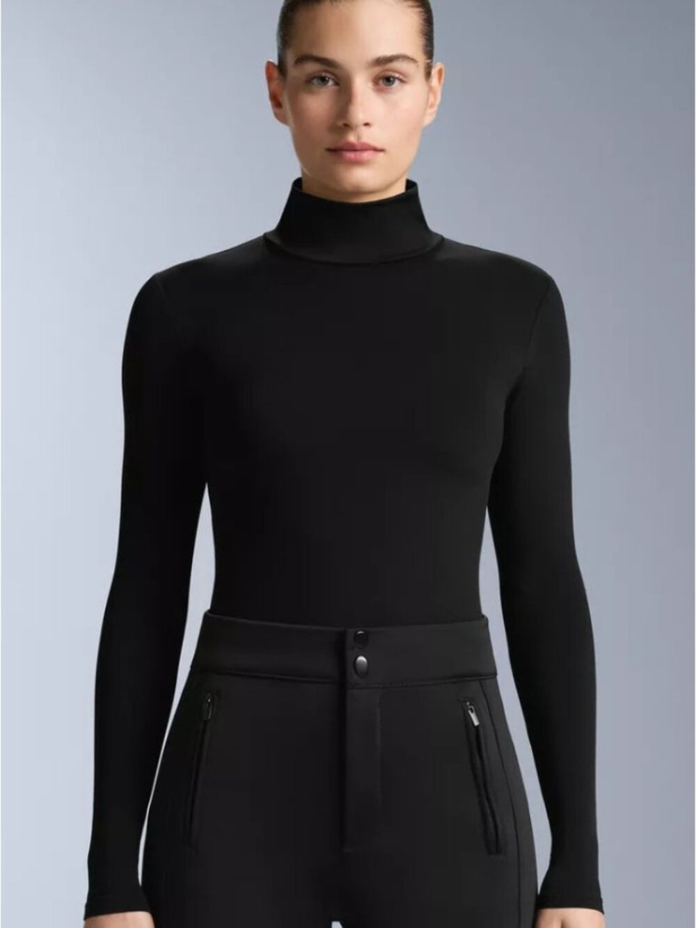 Oysho Womens Active Baselayer Shirt L Black Thermal Mock Neck 0215/645 NWT